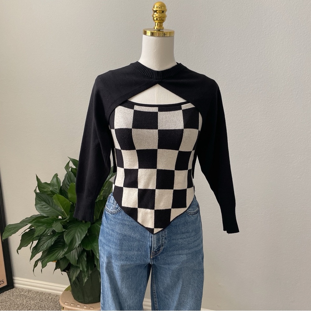 Checkered layered Top